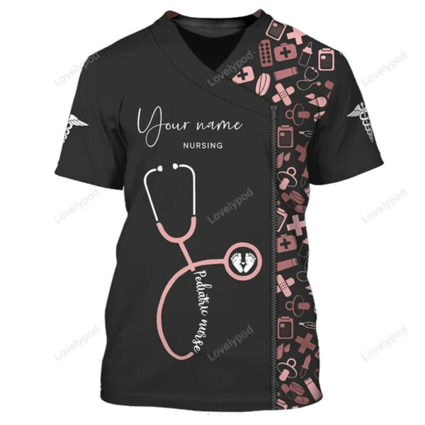 Personalized gift for Nurse, Pediatric Nursing Uniform Medical Scrubs Clothing, Custom Baby Nurse Tshirt