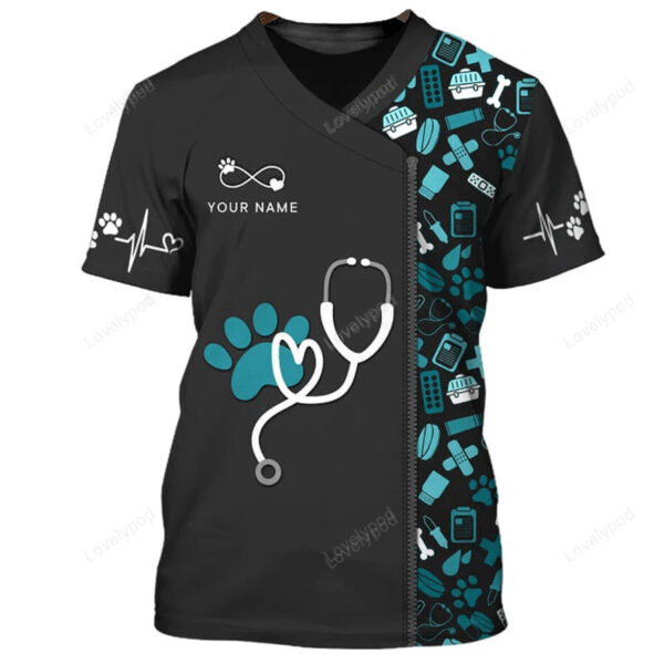 Animals Vet Tech Veterinarian Uniform 3D T-Shirt, Vet Nurse Shirt