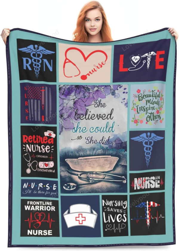 Nurse Gifts Blanket, Nursing Throw Blankets Fleece Blanket, Nurse Graduation Gift LPN Rn Gifts - Image 2