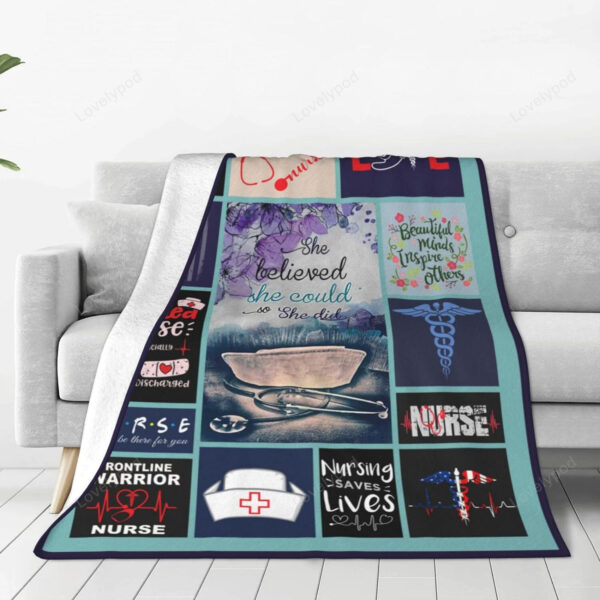 Nurse Gifts Blanket, Nursing Throw Blankets Fleece Blanket, Nurse Graduation Gift LPN Rn Gifts - Image 5