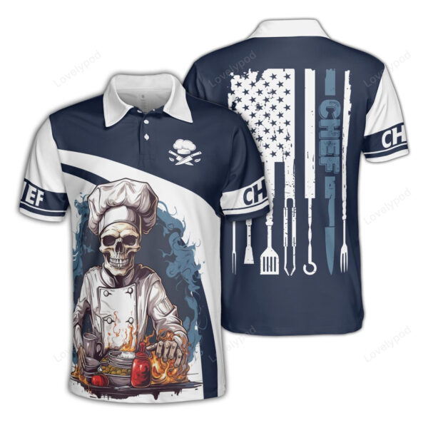 Custom Skull Chef Cooking For Men, Gift For Chef, Chef Shirt for men