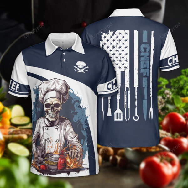 Custom Skull Chef Cooking For Men, Gift For Chef, Chef Shirt for men - Image 2