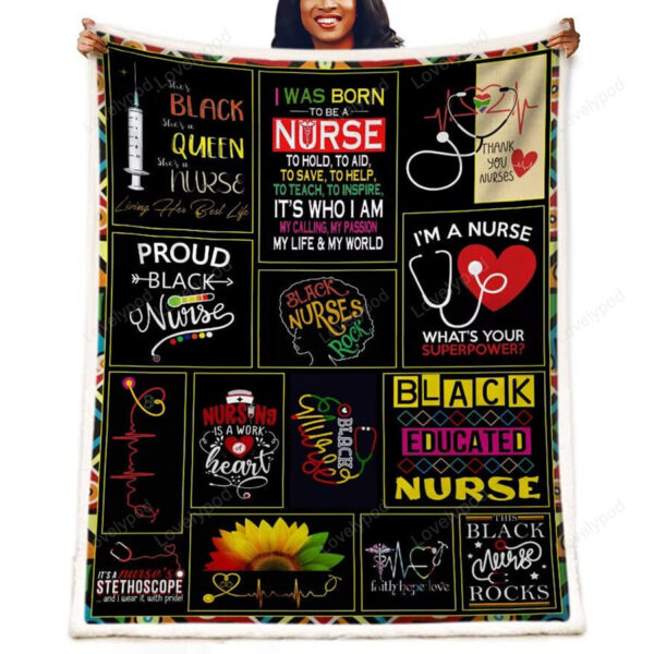 Nurse Gifts Black Nurses Week Gifts Throw Blanket, Retirement Gifts, RN Gifts for Black Nurses, Nurse Gifts for Women