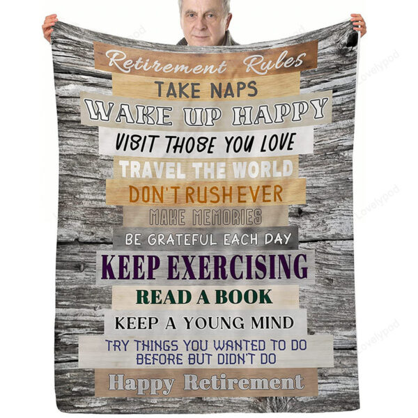 Retirement Gifts for Men, Retirement Blanket, Happy Retirement Gifts for Nurses Teachers Coworker Friend Grandpa Dad