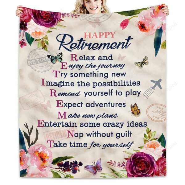 Happy Retirement Gifts for Women 2023, Gifts for Friends,Teachers,Nurses Soft Fleece Throw Blankets for Home Bed Sofa