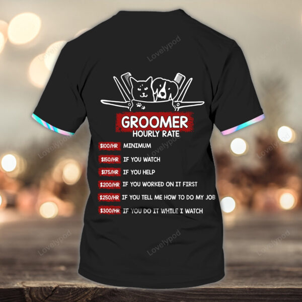 New Version Pet Groomer Uniform For Salon Pet Groomer Personalized Name 3D Tshirt, Dog groomer shirts for men and Women - Image 3