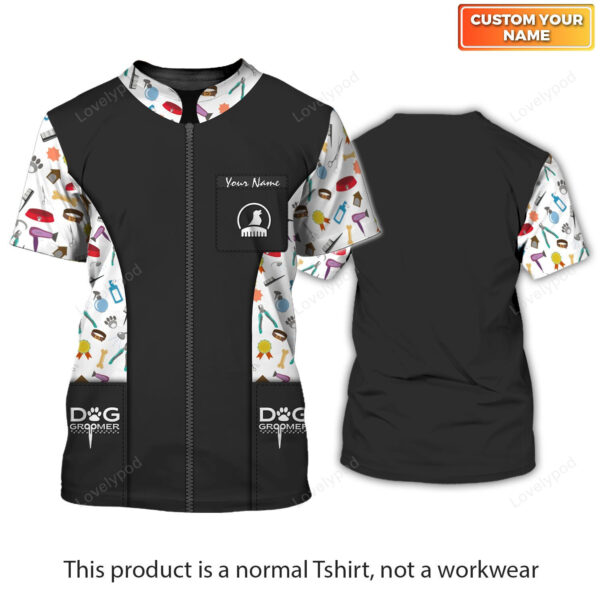 Latest Dog Groomer Pesonalized Shirt Grooming Uniform T-Shirt, Grooming Uniform Black Shirt - Image 2