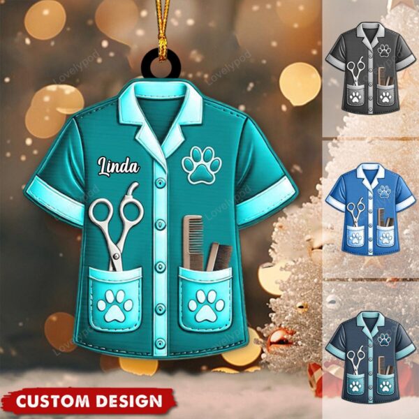 Personalized Dog Cat Pet Groomer Uniform Christmas Ornament, Gift For Groomer - 2024 New Release - Image 6