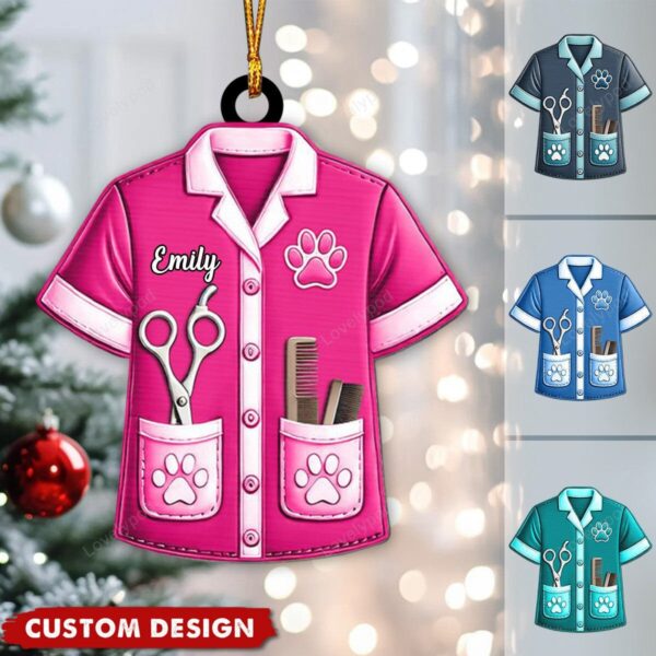 Personalized Dog Cat Pet Groomer Uniform Christmas Ornament, Gift For Groomer - 2024 New Release - Image 5