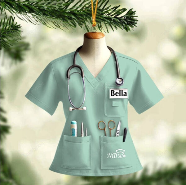 Nurse Uniform Custom Name Ornament, Christmas Gift For Nurse - Image 3