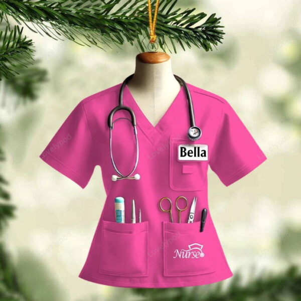 Nurse Uniform Custom Name Ornament, Christmas Gift For Nurse - Image 5