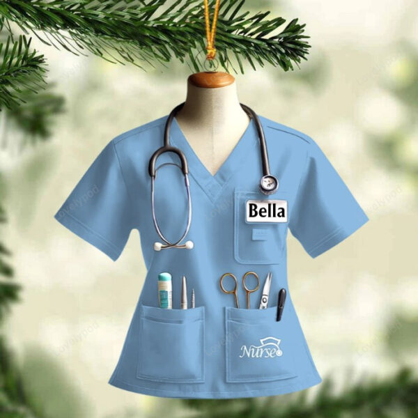 Nurse Uniform Custom Name Ornament, Christmas Gift For Nurse - Image 6