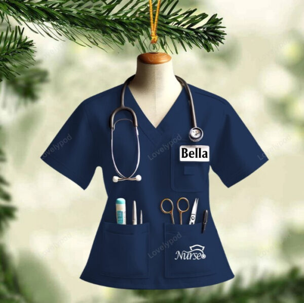 Nurse Uniform Custom Name Ornament, Christmas Gift For Nurse - Image 7