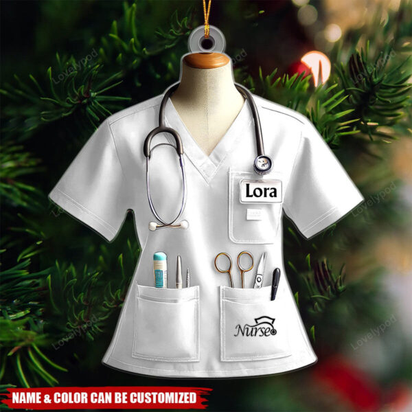 Nurse Uniform Custom Name Ornament, Christmas Gift For Nurse - Image 2