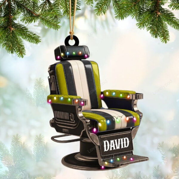 Personalized Barber Shop Chair Christmas Ornament 2024 New Release, Christmas tree decoration - Image 2