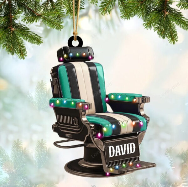 Personalized Barber Shop Chair Christmas Ornament 2024 New Release, Christmas tree decoration - Image 6