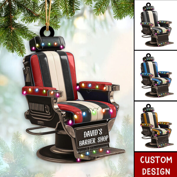 Personalized Barber Shop Chair Christmas Ornament 2024 New Release, Christmas tree decoration