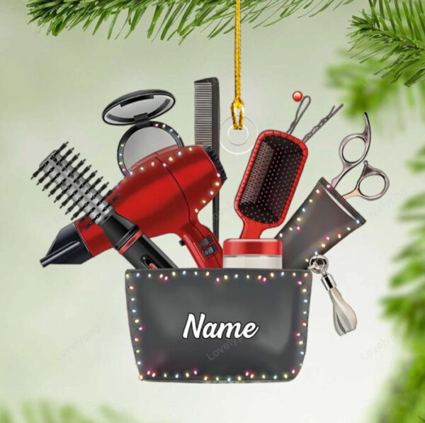 Personalized Name Hair Stylist Tool Christmas Ornament, Gifts For Hairdresser Barber - Image 3