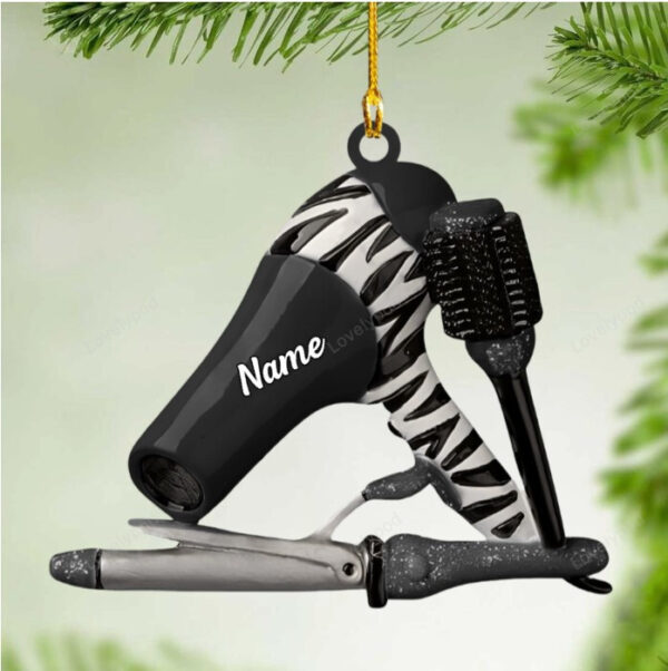 Personalized Name Hair Stylist Tool Christmas Ornament, Gifts For Hairdresser Barber - Image 9