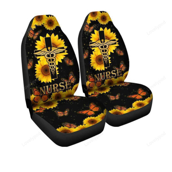 Sunflower Nurse Car Seat Covers Custom Car Interior Accessories - Image 2