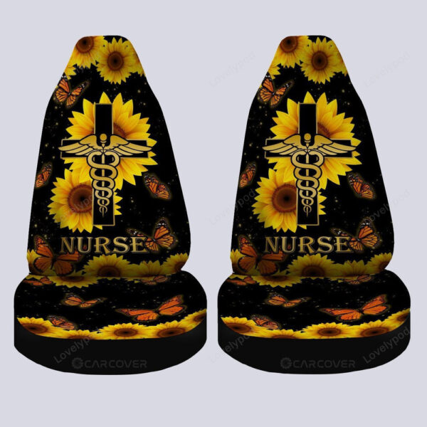 Sunflower Nurse Car Seat Covers Custom Car Interior Accessories - Image 3